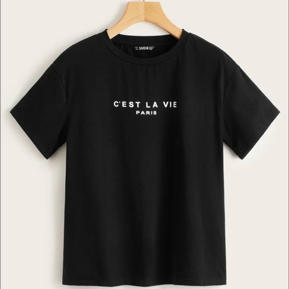 SHEIN Unity Paris Graphic Short Sleeve Tee Black Size XSmall